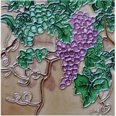 Continental Art Center Green and Purple Grape Tile Wall Decor CNTI1143